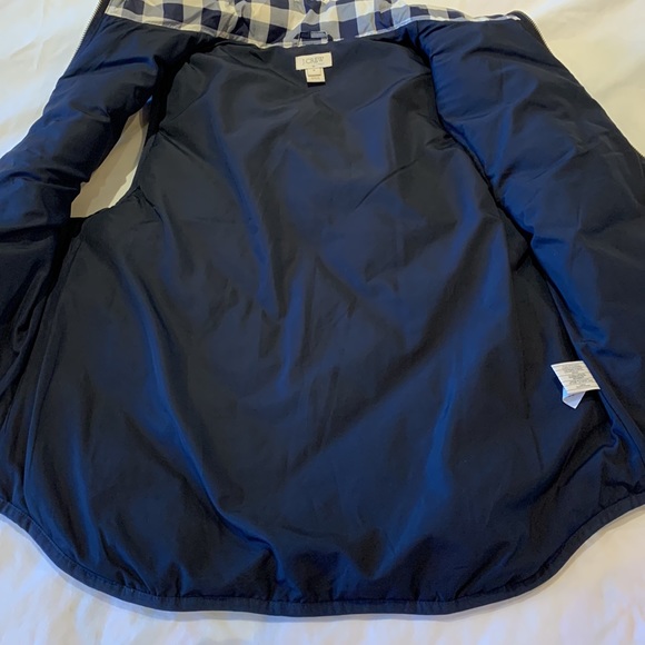 J. Crew Down Buffalo Check Puffer Vest Navy/White Medium EUC Reposhed - Picture 9 of 16
